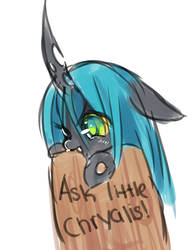 Size: 612x792 | Tagged: safe, artist:aquagalaxy, queen chrysalis, changeling, changeling queen, g4, cute, cutealis, female, filly, solo, tumblr
