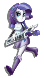 Size: 829x1465 | Tagged: safe, artist:solarsourced, rarity, equestria girls, g4, my little pony equestria girls: rainbow rocks, belt, boots, clothes, female, high heel boots, keytar, musical instrument, shirt, shoes, simple background, skirt, solo, transparent background