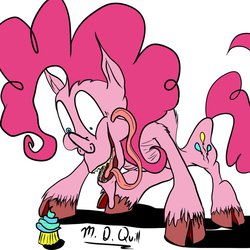 Size: 894x894 | Tagged: safe, artist:m_d_quill, pinkie pie, g4, cupcake, female, solo, wat