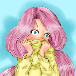 Size: 2000x2000 | Tagged: safe, artist:lovely-words, artist:missmeower, fluttershy, human, g4, clothes, female, high res, humanized, solo