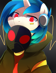 Size: 1000x1300 | Tagged: safe, artist:sion-ara, dj pon-3, vinyl scratch, g4, crossover, female, headphones, kagerou project, mekakucity actors, mouth hold, solo, takane enomoto