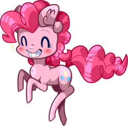 Size: 944x928 | Tagged: dead source, safe, artist:tidalwav-3, part of a set, pinkie pie, g4, blushing, chibi, female, palindrome get, rearing, simple background, smiling, solo, transparent background