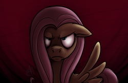 Size: 855x555 | Tagged: safe, artist:algaepon, fluttershy, g4, angry, female, solo, upset