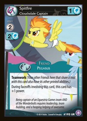 Size: 372x520 | Tagged: safe, enterplay, rainbow dash, spitfire, g4, my little pony collectible card game, the crystal games, ccg