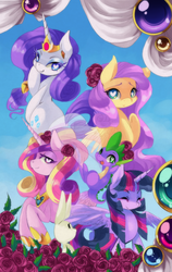 Size: 630x1000 | Tagged: safe, artist:loyaldis, angel bunny, fluttershy, princess cadance, rarity, spike, twilight sparkle, g4, heart eyes, twilight sparkle (alicorn), wingding eyes