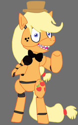 Size: 708x1127 | Tagged: safe, applejack, pony, robot, robot pony, five nights at aj's, g4, animatronic, applefreddy, crazy face, faic, female, five nights at freddy's, solo