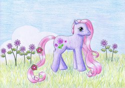 Size: 1024x726 | Tagged: safe, artist:normaleeinsane, petal blossom (g3), g3, female, flower, solo, traditional art