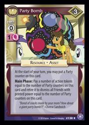 Size: 372x520 | Tagged: safe, enterplay, cheese sandwich, liza doolots, petunia, tootsie flute, tornado bolt, g4, my little pony collectible card game, the crystal games, ccg, party bomb