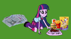 Size: 1358x752 | Tagged: safe, twilight sparkle, dog, equestria girls, g4, dog food, insanity, op is a duck