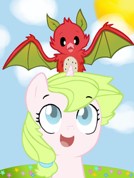 Size: 774x1032 | Tagged: safe, artist:kianamai, artist:mapspony, color edit, edit, oc, oc only, oc:anthea, oc:pitaya, bat, fruit bat, kilalaverse, adopted offspring, blind, colored, cute, next generation, offspring, parent:fluttershy, parent:oc:azalea, parent:oc:berry vine, parents:oc x oc