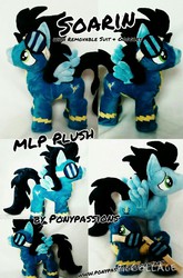 Size: 720x1088 | Tagged: safe, artist:ponypassions, soarin', g4, customized toy, goggles, irl, photo, plushie, wonderbolts uniform