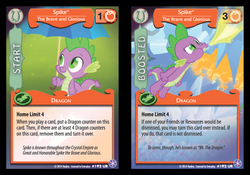 Size: 736x515 | Tagged: safe, enterplay, spike, dragon, g4, my little pony collectible card game, the crystal games, card, ccg, fire, fire breath, male, tail