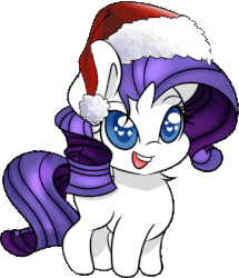 Size: 361x420 | Tagged: safe, artist:rarity, rarity, g4, animated, big ears, bouncing, chibi, christmas, cute, excited, female, filly, filly rarity, happy, hat, heart eyes, horn, looking up, open mouth, rarara, raribetes, santa claus, santa hat, small horn, smiling, solo, starry eyes, weapons-grade cute, wingding eyes, younger