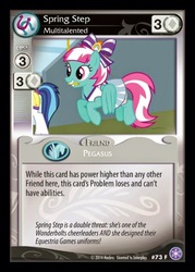 Size: 372x520 | Tagged: safe, enterplay, spring step, sunlight spring, g4, my little pony collectible card game, the crystal games, ccg, cheerleader