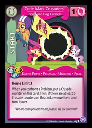 Size: 372x520 | Tagged: safe, enterplay, apple bloom, scootaloo, sweetie belle, g4, my little pony collectible card game, the crystal games, card, ccg, cutie mark crusaders