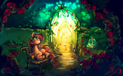 Size: 3840x2374 | Tagged: safe, artist:alumx, oc, oc only, oc:rosaria, garden, high res, rose