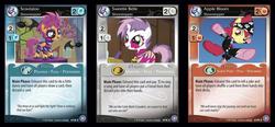 Size: 1024x477 | Tagged: safe, enterplay, apple bloom, scootaloo, sweetie belle, g4, my little pony collectible card game, the crystal games, ccg, cutie mark crusaders, show stopper outfits