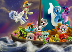 Size: 1280x914 | Tagged: safe, artist:symbianl, pinkie pie, rainbow dash, trixie, twilight sparkle, oc, oc:cotton candy, oc:fluffle puff, oc:frigid drift, pony, unicorn, g4, female, lesbian, mare, pirate dash, ship, ship:twixie, shipping, tumblr