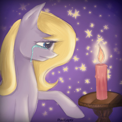 Size: 1000x1000 | Tagged: safe, artist:plavileptir, oc, oc only, oc:ellanorah, candle, crying, solo