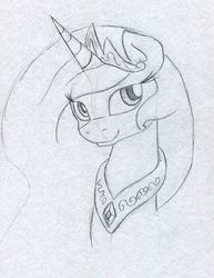 Size: 621x805 | Tagged: safe, princess celestia, g4, female, monochrome, sketch, solo