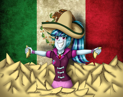 Size: 2186x1717 | Tagged: safe, artist:namyg, sonata dusk, equestria girls, g4, flag, mexico, solo, sombrero, sonataco, taco, that girl sure loves tacos, that siren sure does love tacos