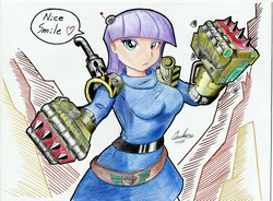 Size: 1280x944 | Tagged: safe, artist:noisyvox, maud pie, human, g4, female, humanized, looking at you, power fist, solo, traditional art