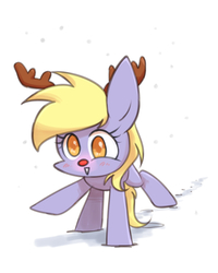 Size: 800x1000 | Tagged: safe, artist:joycall6, derpy hooves, pegasus, pony, g4, antlers, female, mare, reindeer antlers, rudolph the red nosed reindeer, solo