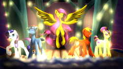 Size: 1280x720 | Tagged: safe, artist:thatonegib, big macintosh, fluttershy, rarity, toe-tapper, torch song, earth pony, pony, filli vanilli, g4, male, ponytones, stallion