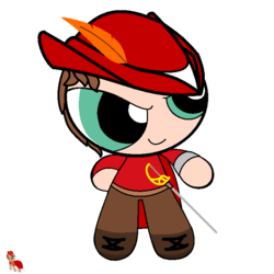 Size: 700x700 | Tagged: safe, artist:peternators, oc, oc only, oc:heroic armour, powerpuffified, rapier, red mage, sword, the powerpuff girls