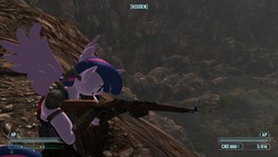 Size: 1920x1080 | Tagged: safe, artist:appletart, screencap, twilight sparkle, anthro, g4, 3d, aiming, clothes, dress, fallout: new vegas, female, game mod, gun, k98, mod, rifle, solo, twilight sparkle (alicorn), weapon