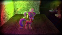 Size: 1024x576 | Tagged: safe, applejack, fluttershy, twilight sparkle, pony, robot, robot pony, five nights at aj's, g4, 3d, animatronic, applefreddy, bloodshot eyes, crazy face, creepy, faic, five nights at freddy's, flutterchica, gmod, looking at you, sharp teeth, source filmmaker, this will end in tears