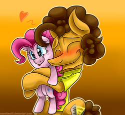 Size: 1300x1200 | Tagged: safe, artist:neoncel, cheese sandwich, pinkie pie, pony, g4, derp face, doll, duo, female, male, ship:cheesepie, shipping, straight