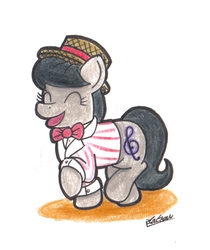 Size: 1046x1245 | Tagged: safe, artist:bobthedalek, octavia melody, earth pony, pony, g4, backwards cutie mark, clothes, cute, female, hat, jacket, solo, tavibetes