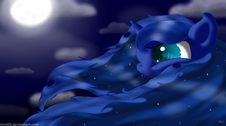 Size: 2883x1600 | Tagged: safe, artist:tilo972, princess luna, g4, female, moon, night, solo, wallpaper