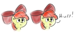 Size: 426x187 | Tagged: safe, artist:davierocket, apple bloom, g4, dialogue, female, howdy, sketch, solo, tumblr