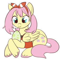 Size: 528x524 | Tagged: safe, artist:lulubell, fluttershy, g4, alternate hairstyle, crossover, egg, female, haruka, mare, may, pokémon, simple background, white background