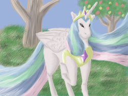 Size: 1056x792 | Tagged: safe, artist:daffydwagstaff, princess celestia, g4, female, solo, tree