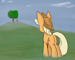 Size: 1000x800 | Tagged: safe, artist:heir-of-rick, applejack, pinkie pie, daily apple pony, g4, butt, impossibly large ears, plot