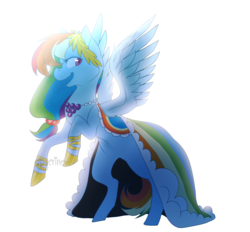 Size: 970x900 | Tagged: safe, artist:magerine, rainbow dash, g4, backlighting, clothes, dress, female, gala dress, solo