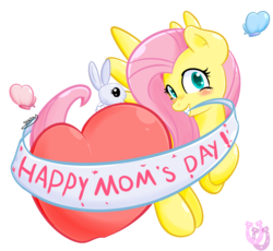 Size: 1180x1087 | Tagged: safe, artist:shadowhulk, angel bunny, fluttershy, g4, heart, mother's day, old banner, positive ponies