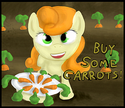 Size: 741x640 | Tagged: safe, artist:dreigun, carrot top, golden harvest, g4, buy some apples, carrot, female, solo