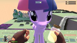 Size: 1024x576 | Tagged: safe, twilight sparkle, alicorn, pony, g4, crossover, female, jar, jarate, mare, pee in container, sniper, sniper (tf2), team fortress 2, twilight sparkle (alicorn), urine