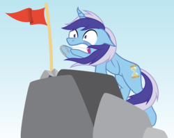 Size: 5400x4288 | Tagged: safe, artist:justablankflank, minuette, pony, unicorn, g4, absurd resolution, female, flag, horseshoes, peak, solo