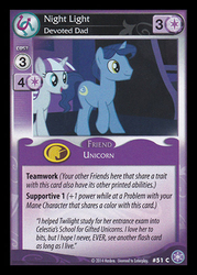 Size: 344x480 | Tagged: safe, enterplay, night light, twilight velvet, pony, unicorn, g4, my little pony collectible card game, the crystal games, ccg, female, horn, male, mare, princess celestia's school for gifted unicorns, stallion