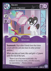 Size: 344x480 | Tagged: safe, enterplay, princess celestia, raven, g4, my little pony collectible card game, the crystal games, ccg