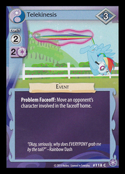 Size: 344x480 | Tagged: safe, enterplay, rainbow dash, g4, my little pony collectible card game, the crystal games, ccg, magic, tail pull, telekinesis