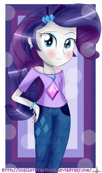 Size: 3300x5572 | Tagged: safe, artist:vixelzf, rarity, equestria girls, g4, clothes, denim, female, jeans, jewelry, looking at you, necklace, pants, solo