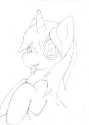 Size: 2477x3500 | Tagged: safe, artist:kalayaan, oc, oc only, oc:azure slash, cute, face, high res, male, monochrome, solo, tongue out