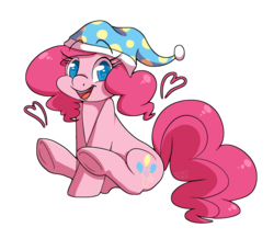 Size: 1000x870 | Tagged: safe, artist:saber-panda, pinkie pie, g4, female, hat, nightcap, simple background, sitting, solo, transparent background, underhoof, vector