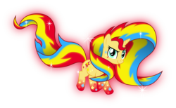 Size: 4841x2988 | Tagged: safe, artist:zekrom-9, sunset shimmer, pony, unicorn, equestria girls, g4, female, rainbow power, rainbow power-ified, simple background, solo, sparkles, transparent background, vector
